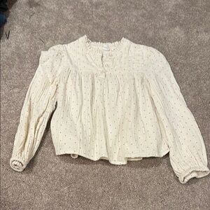 GAP Cream Blouse with Red Dots